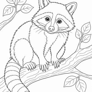 dibujo para colorear mapache realista