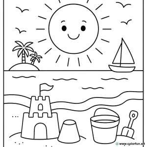 kolorowanka plaża łatwa