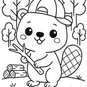 kolorowanka bóbr kawaii
