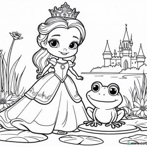 Ausmalbild die Prinzessin und der Frosch