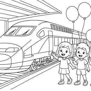 coloring page tgv station