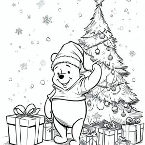 Winnie the Pooh Christmas coloring page