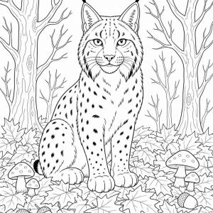 dibujo para colorear lince otoño