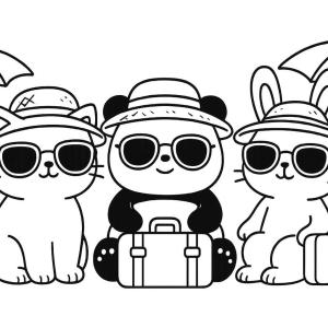 kolorowanka zwierząt kawaii na wakacje