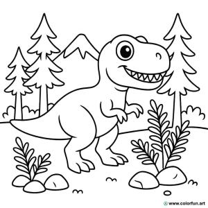 kolorowanka z tyranozaurem dla dzieci