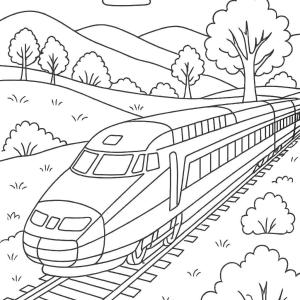 TGV coloring page with trains