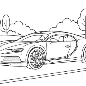 kolorowanka Bugatti luksusowego samochodu