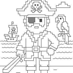 kolorowanka pixel art piraci