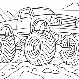kolorowanka monster truck duże opony