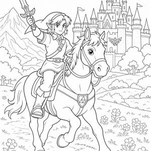 coloriage zelda link et epona