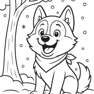 kolorowanka husky cartoon