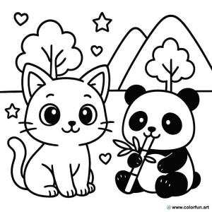 Ausmalbild Manga Tiere