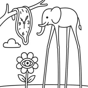 kolorowanka inspirowana surrealistą Salvador Dalím