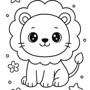 kolorowanka lew kawaii