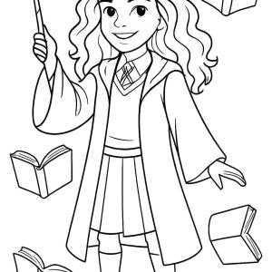 kolorowanka hermiony granger i jej różdżka
