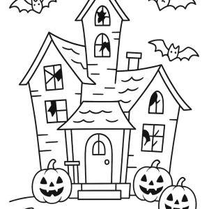 kolorowanka rysunek halloween nawiedzony dom