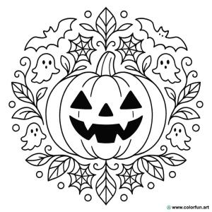 kolorowanka mandala halloween dynia
