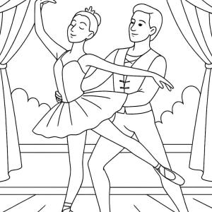kolorowanka taniec klasyczny pas de deux