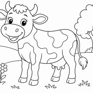 dibujo para colorear de vaca sencilla