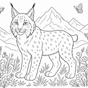 dibujo para colorear lince primavera