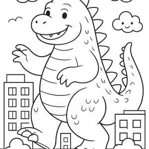 kolorowanka godzilla w mieście
