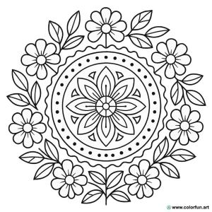 kolorowanka mandala kwiaty