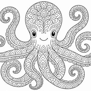dibujo para colorear mandala de pulpo relajante