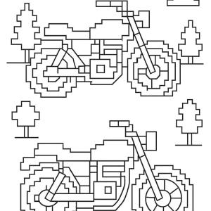 kolorowanka pixel art motocykle