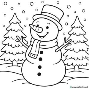 dibujo para colorear invierno paisajes nevados