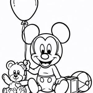kolorowanka niemowlę Mickey wesoły
