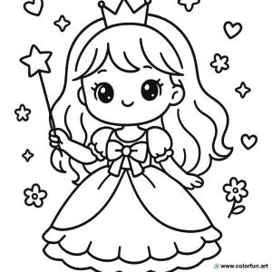 kolorowanka księżniczka kawaii piękna