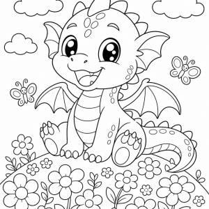 kawaii baby dragon coloring page