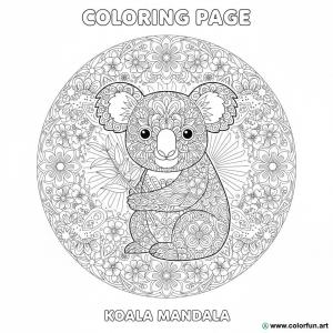 kolorowanka mandala zwierzęta uroczy przytulny koala