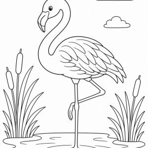 coloriage oiseau exotique flamant rose