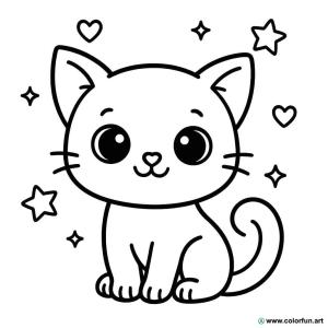 kolorowanka kawaii kotek