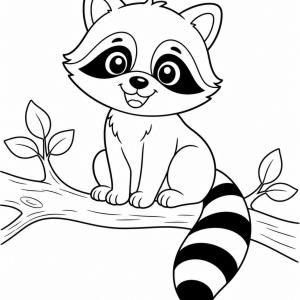 dibujo para colorear mapache cola
