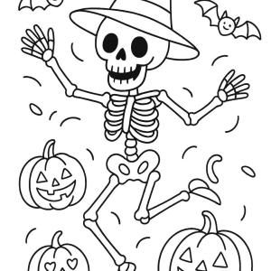 kolorowanka rysunek halloween szkielet tancerz