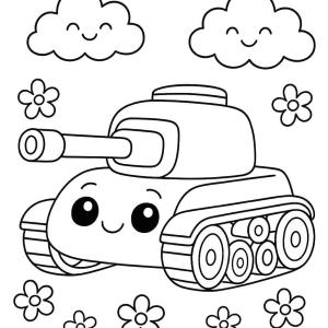 kolorowanka czołg kawaii