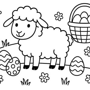 dibujo para colorear de oveja de Pascua