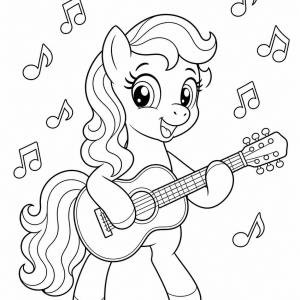 coloriage petit poney musicien