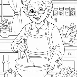 desenhos para colorir vovó na cozinha
