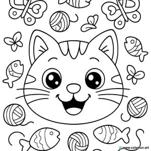 happy cat coloring page