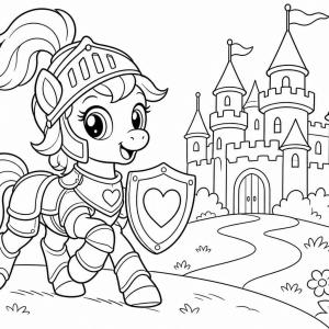 coloriage petit poney chevalier