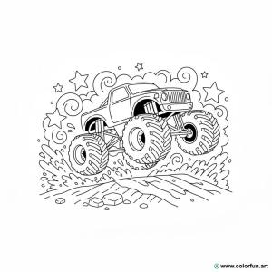 kolorowanka monster truck w małym formacie