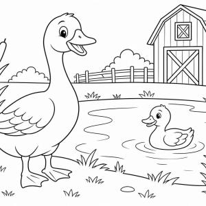 kleurplaat gans boerderij