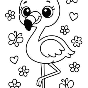 kolorowanka flaming różowy kawaii