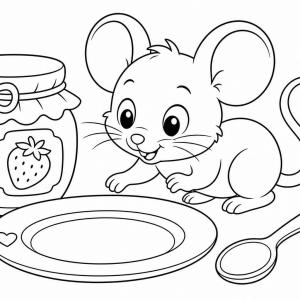 dibujo para colorear de un ratón en la casa