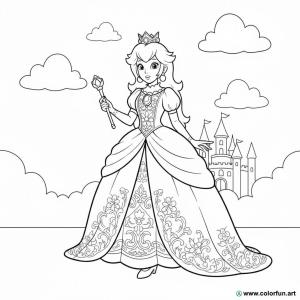 kolorowanka kostium księżniczki Peach