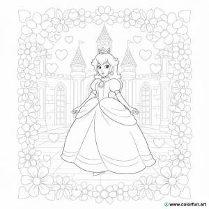 easy Princess Peach coloring page