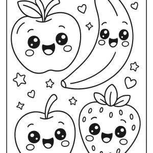kolorowanka emoji kawaii owoce